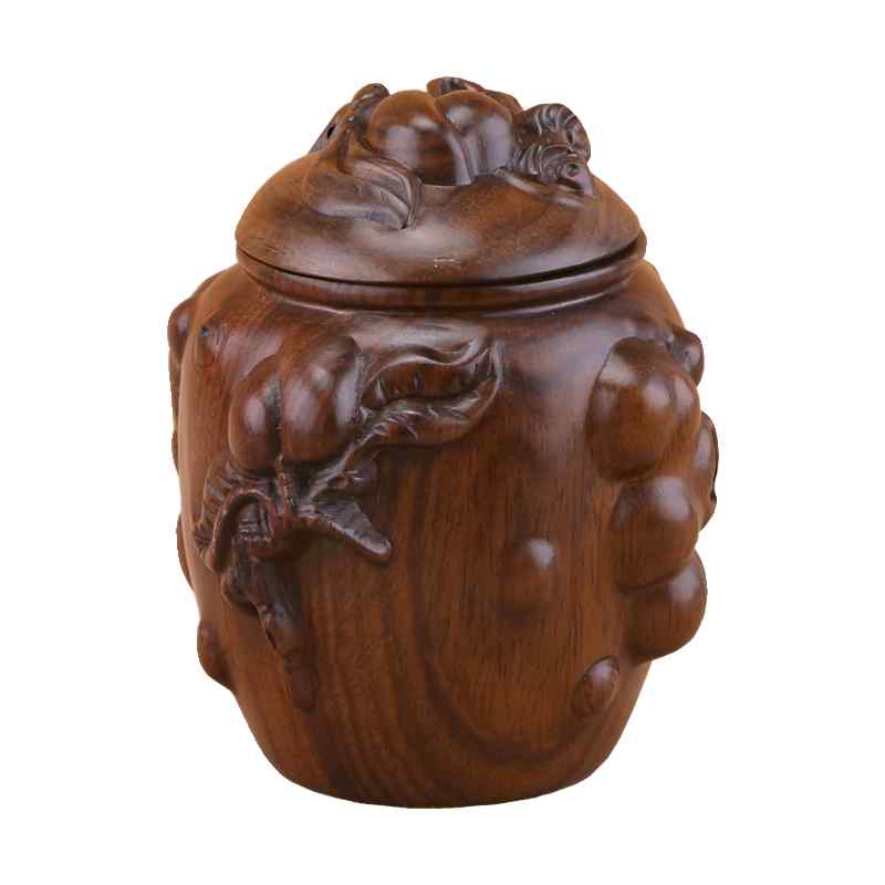 茶筒 木製 おしゃれ 茶缶 キャニスター お茶入れ 紅茶 コーヒー豆 保存容器 黒檀 無垢材 家庭用 ポータブル 貯蔵 密封 タンク マホガニー ギフト ボックス ブラウン