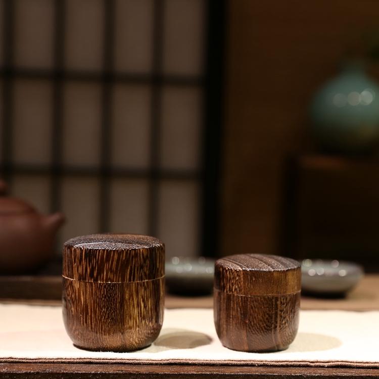 茶筒 木製 おしゃれ 茶缶 キャニスター お茶入れ 紅茶 コーヒー豆 保存容器 収納箱 ポータブル ブラウン