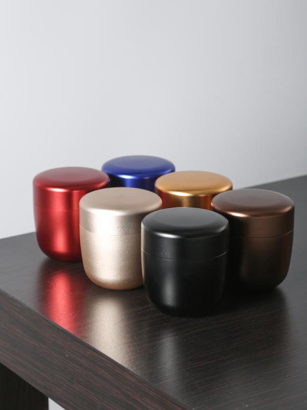 茶筒 おしゃれ 茶缶 キャニスター お茶入れ 紅茶 コーヒー豆 保存容器 アルミニウム合金 創造的 個性 ポータブル 倉庫保管 ゴールド ブラウン