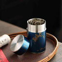 茶筒 おしゃれ 茶缶 キャニスター お茶入れ 紅茶 コーヒー豆 保存容器 ブリキ 小型 ポータブル 旅行 密封 収納 包装 ギフト ボックス ブルー