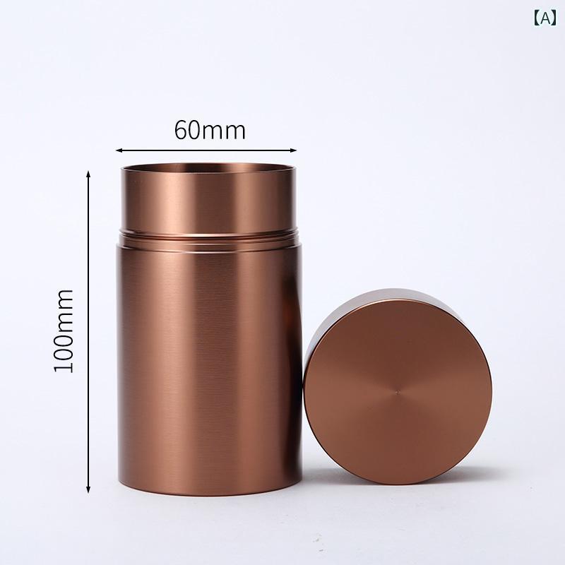 茶筒 おしゃれ 茶缶 キャニスター お茶入れ 紅茶 コーヒー豆 保存容器 旅行 ポータブル ステンレス 密封 チタン アルミニウム ブラウン グレー