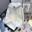 パーカー スウェット レディース ショート丈 フーディー おしゃれ カジュアル 秋冬 ジップアップ 厚手 大きいサイズ グレー