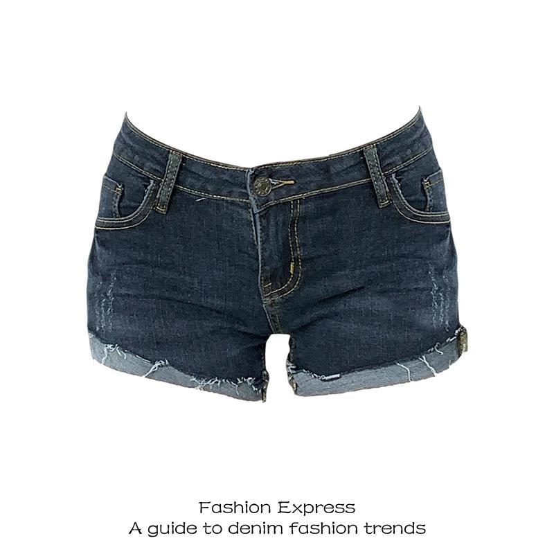 レディース マイクロミニデニムショーツ レトロ カール ローウエスト ショート デニムショートパンツ 夏 薄手 ローウエスト スリム ストレッチ ヒップカバー ホットパンツ