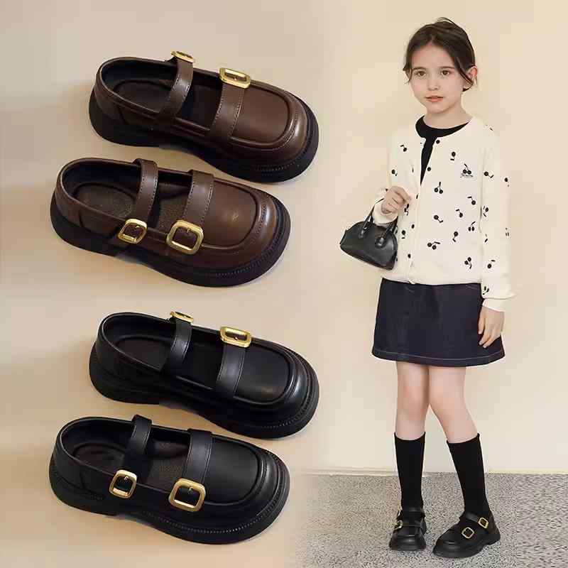 キッズ ローファー 子供 靴 女の子 フォーマル シューズ ファッション おしゃれ レトロ 春秋 ブラック