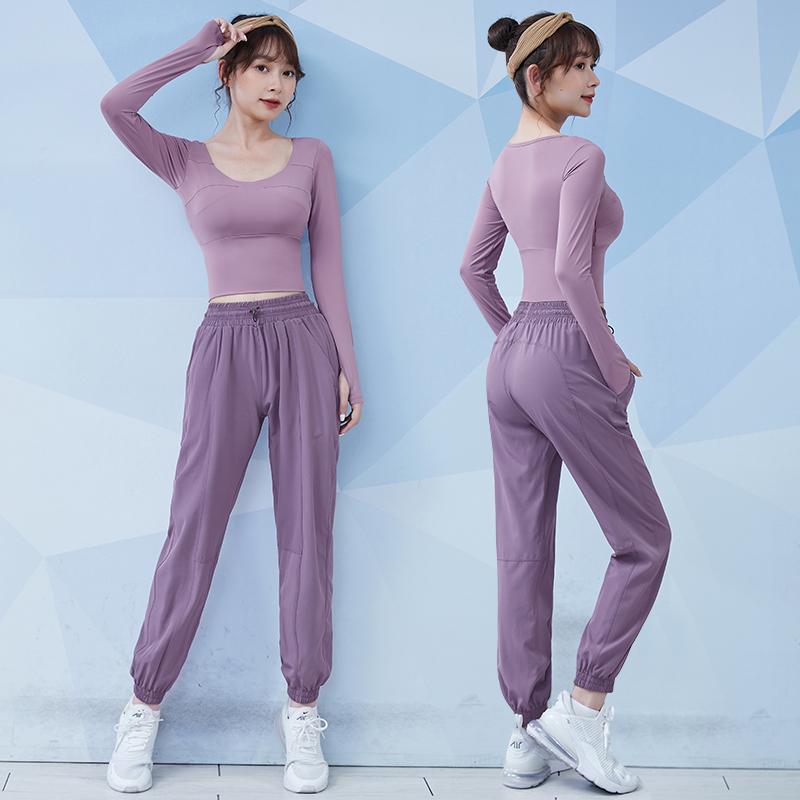 フィットネス ウェア セット アップ レディース スポーツ トレーニング ウェア ジム ファッション ヨガ 服 女性 春秋 プロ ハイエンド 服 夏 薄型 ランニング スーツ