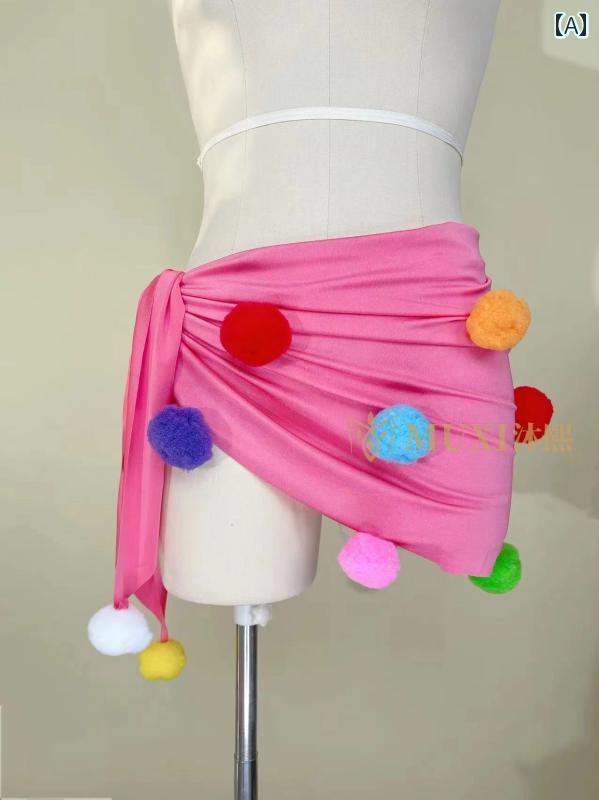 ベリーダンス 衣装 ヒップスカーフ アラビアン ウエスト チェーン ポンポン ピンク ホワイト レッド