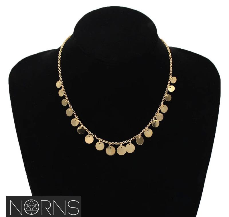 ベリーダンス アクセサリー ネックレス シンプル メタリック ラウンド レディース スパンコール タッセ..