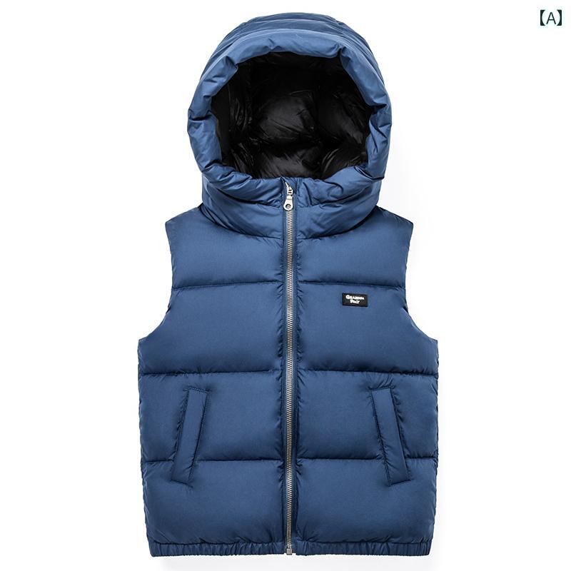 ダウンベスト キッズ アウター 防寒 子供服 男の子 女の子 ベビー シンプル 秋冬 暖かい 厚手 ブルー ピンク ブラック 2