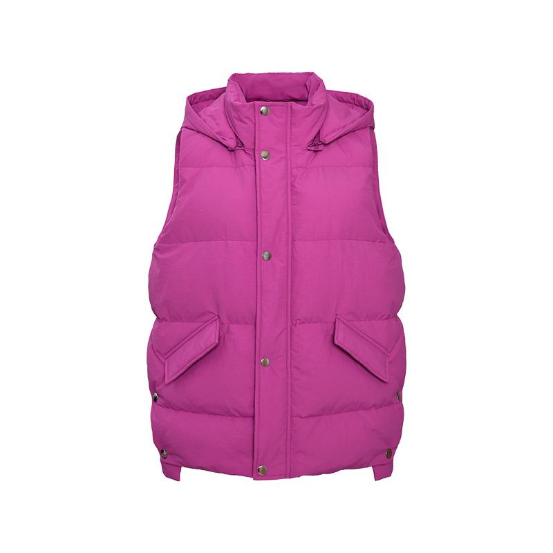 ダウンベスト レディース ファッション おしゃれ アウター 防寒 冬 フード付き ジャケット ショート ピンク