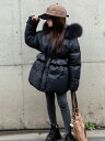 ダウンジャケット キッズ コート 子供服 アウター おしゃれ かわいい 女の子 フード ミドル丈 厚手 ファー 秋冬 韓国 ブラック
