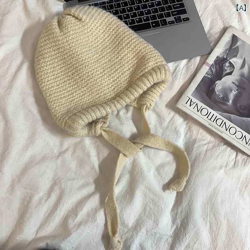 ニット帽 レディース 帽子 冬 暖かい ウール 韓国 ハット ベージュ キャメル ブルー