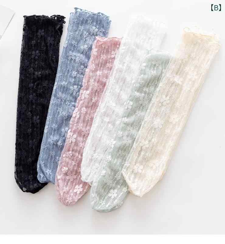 ソックス レディース 春夏 ルーズソックス レース 花柄 透け感 メッシュ 薄手 吸汗 おしゃれ かわいい 通学 カジュアル 中 mzymzy-11235535 モズラボ サンプル画像3