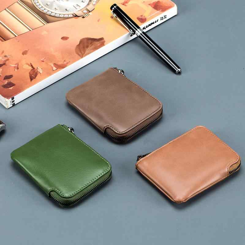 小銭入れ メンズ ミニ 財布 コインケース 革 ポータブル カードホルダー ジッパー ショート ウォレット コンパクト ブラック カーキ グリーン