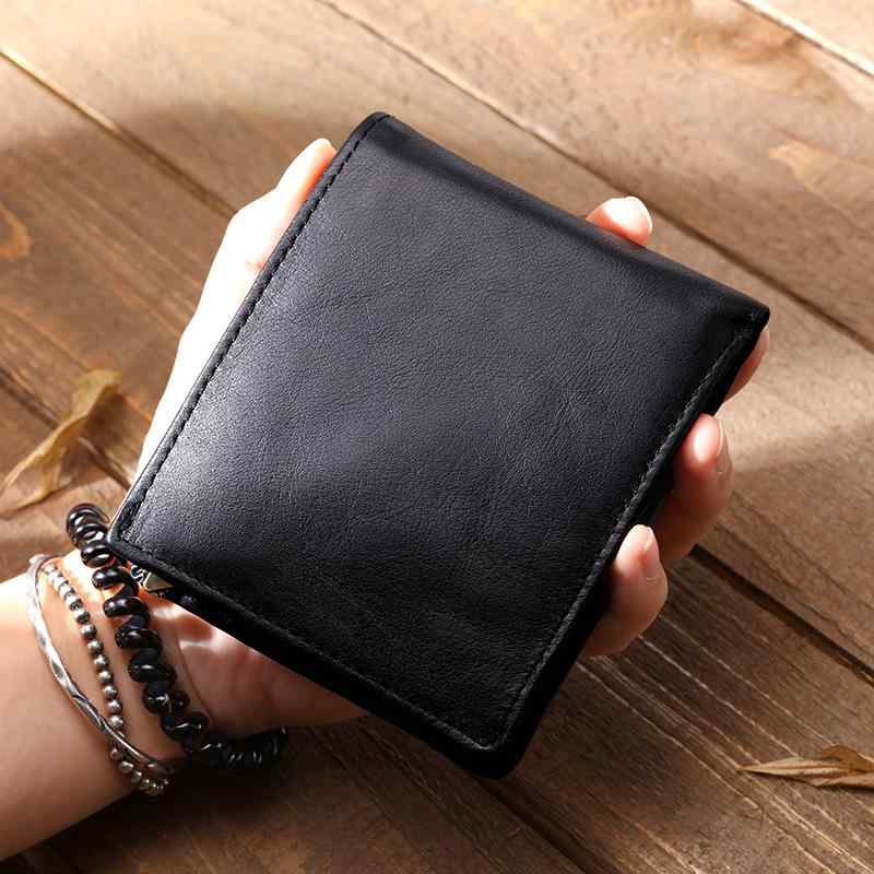 財布 二つ折り メンズ レディース ウォレット 小銭入れ コンパクト レザー レトロ 革 レザー ブラック