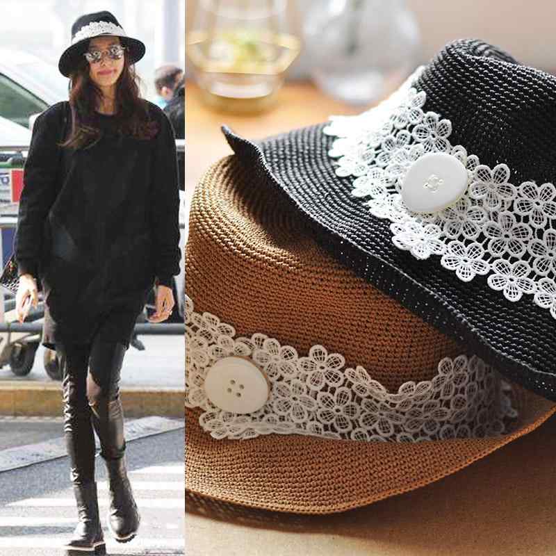 レディース ファッション アクセサリー オールシーズン 麦わら 帽子 カーキ ブラック 日除け 日焼け防..