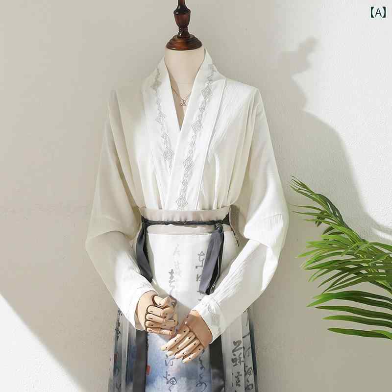 レディース ブラウス おしゃれ 航空 機 スリーブ クロス カラー レースアップ 長袖 シャツ 女性 中華風 漢服 馬顔スカート シャツ