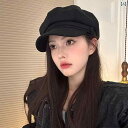 黒 ベレー 帽 レディース 秋冬 韓国 小顔効果 レトロ 八角形 キャスケット 帽子 レディース 大きい 頭 帽子
