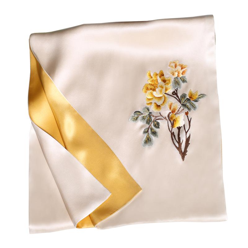 スカーフ レディース ショール 60代 ギフト シニアファッション おばあちゃん 春秋 赤 ピンク 金 花 刺繍 敬老 母の日 誕生日 クリスマス おしゃれ