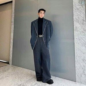 スーツ ジャケット メンズ 秋 韓国 系 アメリカ 人 ストリート レトロ ウォッシュ 生 エッジ デニムスーツ ジャケット シルエット スーツ