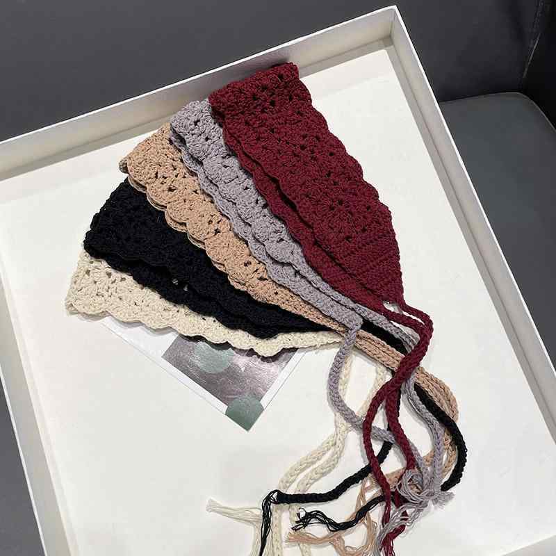 ヘッド バンド 手織り 森ガール 女性 レトロ ヘア バンド 秋冬 韓国 かぎ針編み パターン ヘア アクセ..