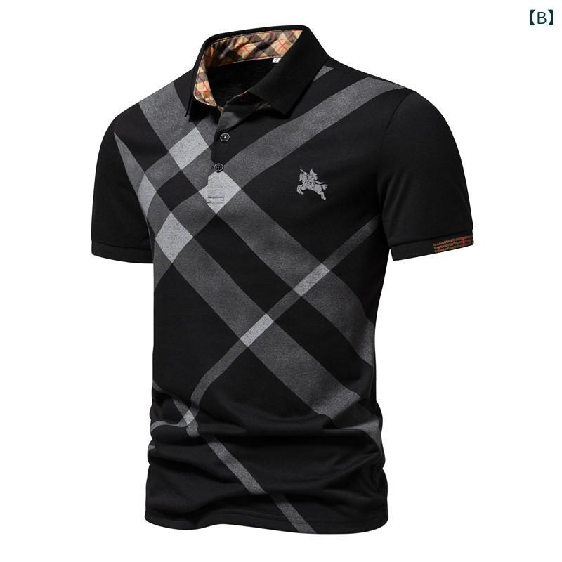 ポロシャツ メンズ トップス カジュアル 希望 クロスボーダー 夏 T シャツ 半袖 ビジネス ストライプ プリント