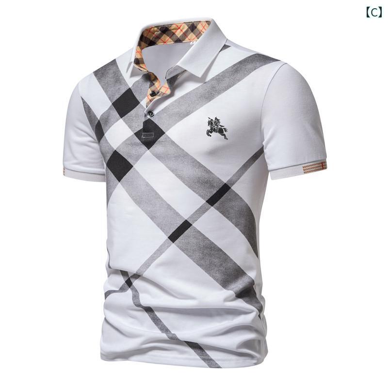 ポロシャツ メンズ トップス カジュアル 希望 クロスボーダー 夏 T シャツ 半袖 ビジネス ストライプ プリント