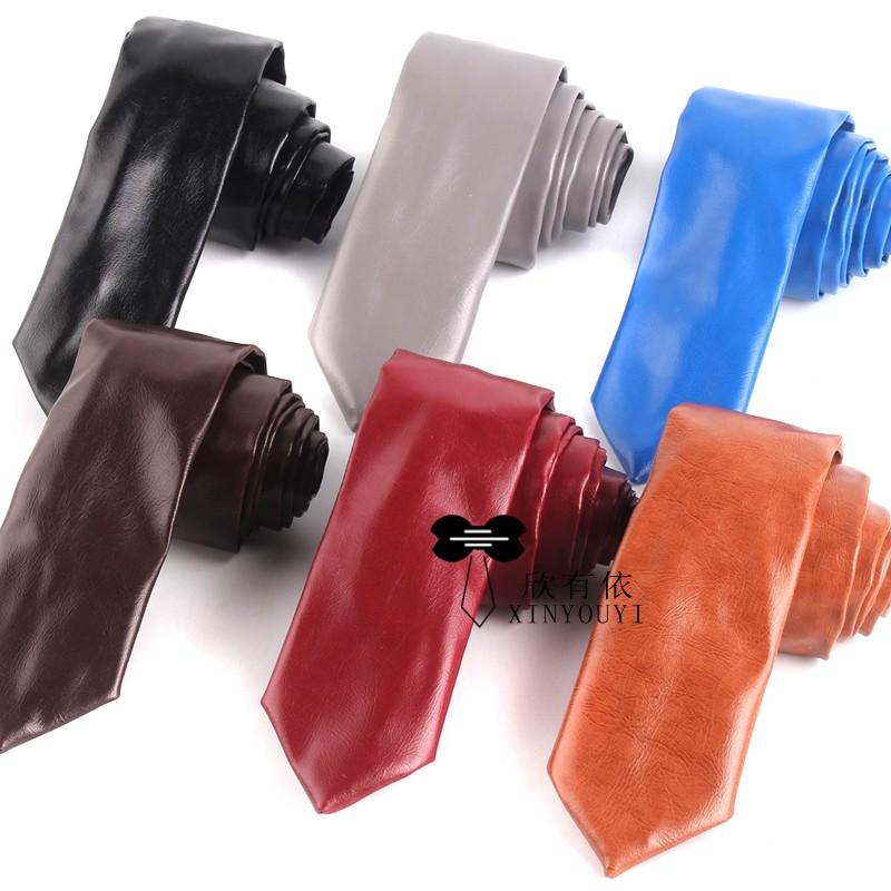 ネクタイ 紳士服 Necktie ビジネス スーツ用 首周り 装飾 英国 メンズ タイ レザー 5 cm ナロー ネクタイ ワイルド ドレス ブラック PUレザー メンズ アクセサリー