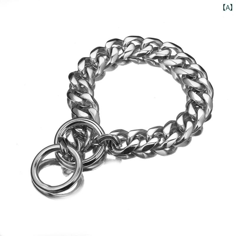 モズラボの犬 首輪 チェーン 首飾り アクセサリー ネックレス ペット用品 大きめ 太め チタン鋼 ステンレス リング おしゃれ ゴールド シルバー 黒｜アングル2