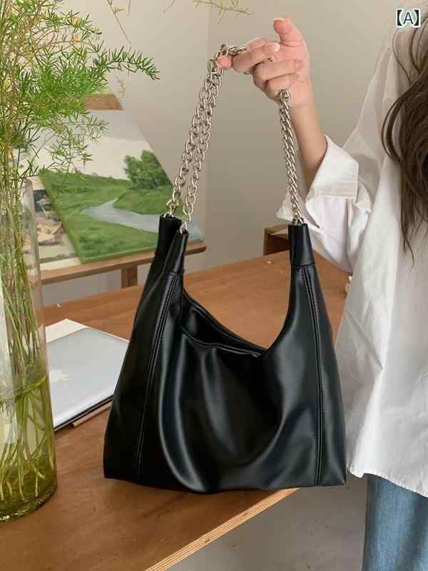 バッグ レディース 韓国 チェーン トートバッグ 大容量 バッグ ファッション 通勤 PU ソフト レザーショルダーバッグ