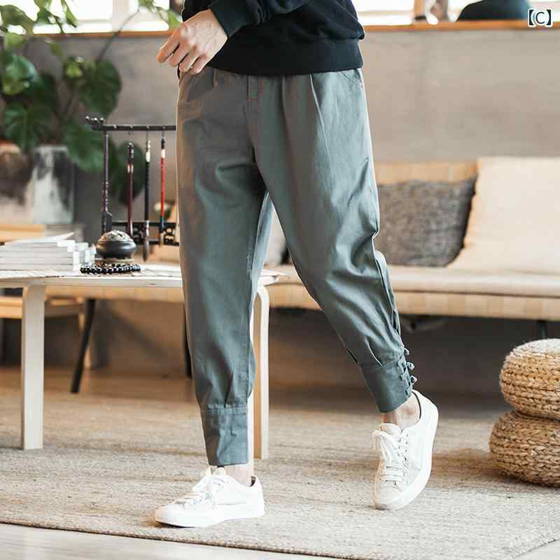 モズラボのメンズ パンツ 秋 ストリート カジュアル 中華風 スポーツ レギンス ズボン ランタンパンツ ローエンド バギーパンツ｜アングル3