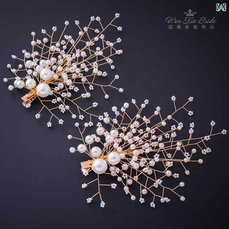 結婚式 髪飾り 花 蝶 手作り ヘアピン ビーズ パール 新婦 ウェディング アクセサ...