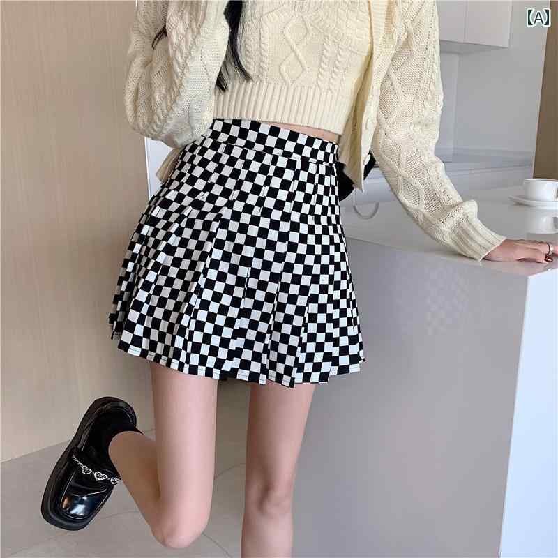 レディース ボトムス スカート 市松 プリーツ レディース 秋冬 チェック柄 ショート 大きいサイズ ハイウエスト スリム aライン スカート 露出 防止 プリーツ