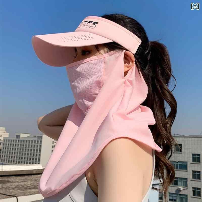 サンバイザー フェイスマスク セット ゴルフ スポーツ ガーデニング レディース ア...