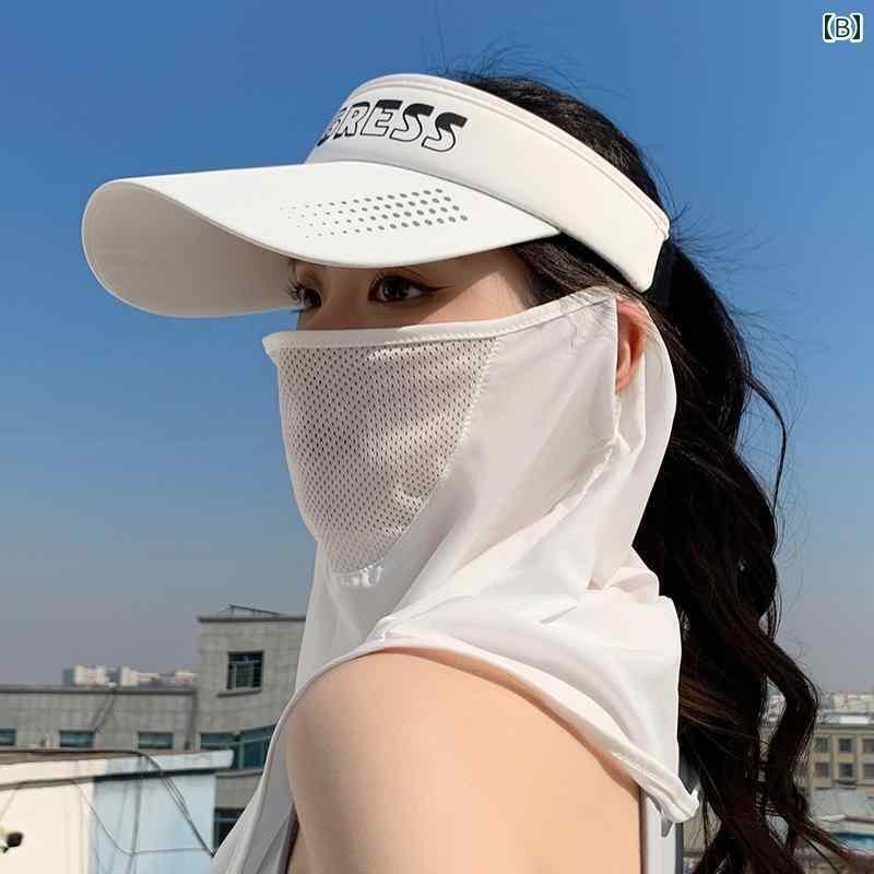 サンバイザー フェイスマスク セット ゴルフ スポーツ ガーデニング レディース ア...