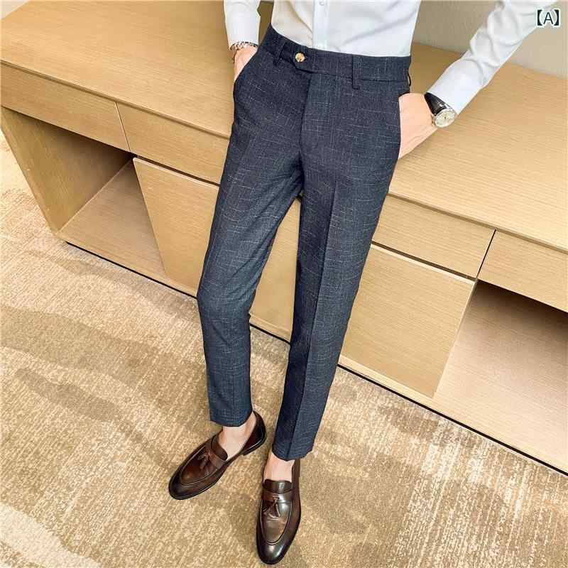 Skinney Pants - スラックス 秋冬 韓国 スリムフィット パンツ ビジネス フォーマル 軽量 洗練 ストレート レッグ アイロン 不要 カジュアル スーツ 長ズボン