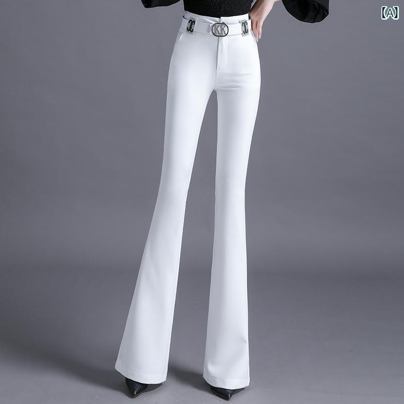 スラックス レディース フレアパンツ 通勤 オフィス 女性 春秋 黒 スリムフィット ハイウエスト 女性 ドレープ スーツ ズボン ビジネス フォーマル モダン ブーツカット