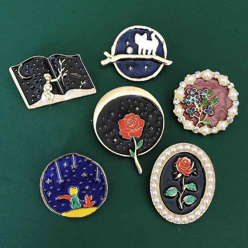 ブローチ メンズ レディース スーツ アクセサリー おしゃれ ユニーク フォーマル カジュアル おぎ話 シリーズ レトロ 文学 星空 子猫 カップル コート ア...