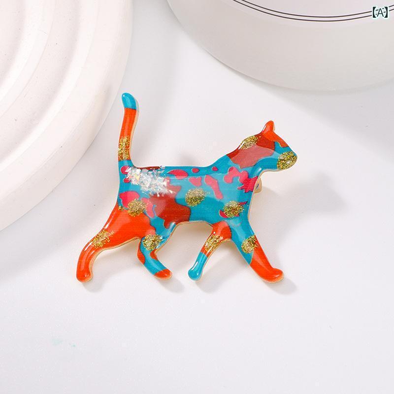 猫 ブローチ かわいい スーツ アクセサリー レディース 動物 胸飾り 装飾品 シンプル カラフル 子猫 コサージュ アクセサリー 女性用 ピン バッグ バックルのサムネイル