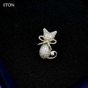 子猫 ブローチ おしゃれ レディース アクセサリー かわいい 銅 象嵌 ジルコン クリスタル 高級感 コート セーター カーディガン ピン 露出 防止 バックル