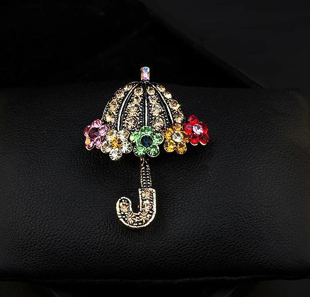 ブローチ 美しい パラソル カラフル スーツ コート セーター 装飾 精巧 レトロ レース 傘 キラキラ ハ..