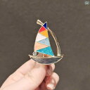 ブローチ 海洋 油絵 帆船 ヨット 精巧 ボート カラフル キャンバス ピン バックル メンズ レディース ユニセックス コート ジャケット 装飾 韓国 単品