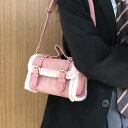 ショルダーバッグ レディース 冬 ミニ 小さめ 韓国 PU 秋 起毛 女性 持ち手 肩掛け ベルト かわいい 上品 ピンク 茶 お出かけ 散歩 ショッピング ふわふわ(4)