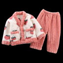 もこもこ パジャマ キッズ 子供 女の子 ルームウェア 暖かい 長袖 秋冬 上下セット ベビー 厚手 通気性 フランネル 起毛 前開き Vネック ウエストゴム ...