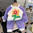 もこもこ パジャマ キッズ 子供 女の子 ルームウェア 暖かい 長袖 秋冬 上下セット ベビー 厚手 フランネル 起毛 ふわふわ プルオーバー ラウンドネック ...