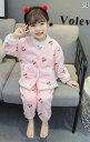 もこもこ パジャマ キッズ 子供 女の子 ルームウェア 暖かい 長袖 冬 上下セット フランネル 起毛 厚手 前開き ボタン 襟無し ポケット 柔らかい ウエス...