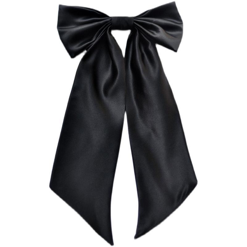 大きい リボン スウェット シャツ スーツ コート 胸元 装飾 ブローチ アクセサリー かわいい 安全ピン クリップ 黒 白 カジュアル ファッション