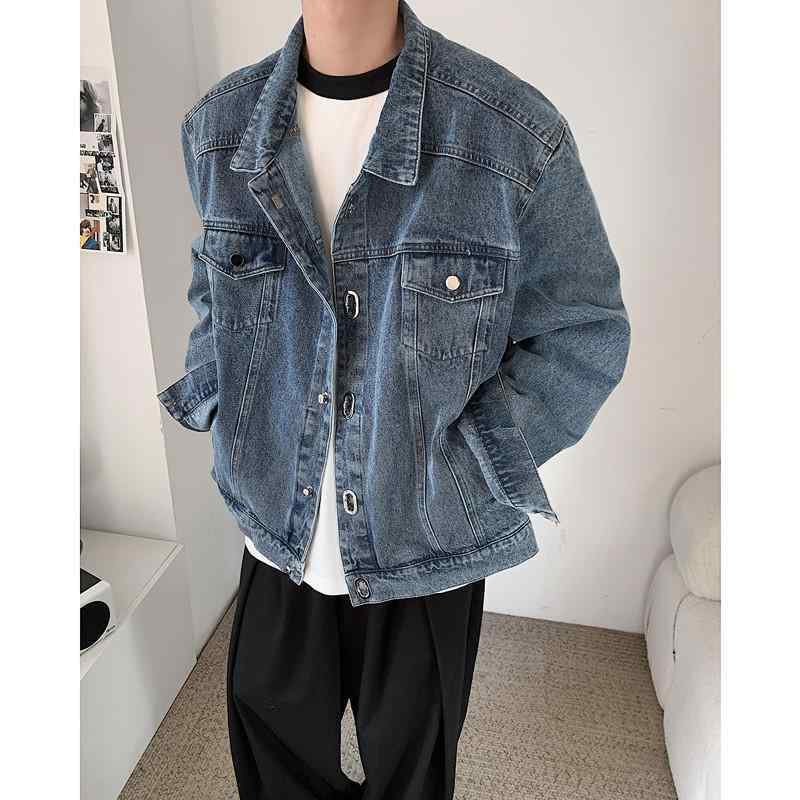 ジャケット メンズ 春 韓国 アウター トップス ゆったり アメリカン ショート丈 ヴィンテージ風 デニム おしゃれ カジュアル 大きいサイズ