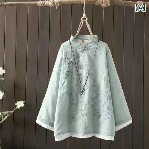 レディース カジュアル シャツ 春夏 バックル付き 女性用 チャイナ風 唐 トップス 漢服 禅服 茶ソムリエ パステル レディース カジュアル シャツ 春夏 バックル付き 女性用 チャイナ風 唐 トップス 漢服 禅服 茶ソムリエ パステル