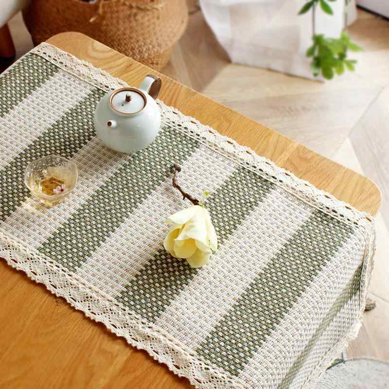 テーブル ランナー 北欧 リビング ダイニング フラグ 田園 布製 サイド ボード 下駄箱 食器棚 かぎ針 編物 格子柄 ストライプ 緑 白 黒