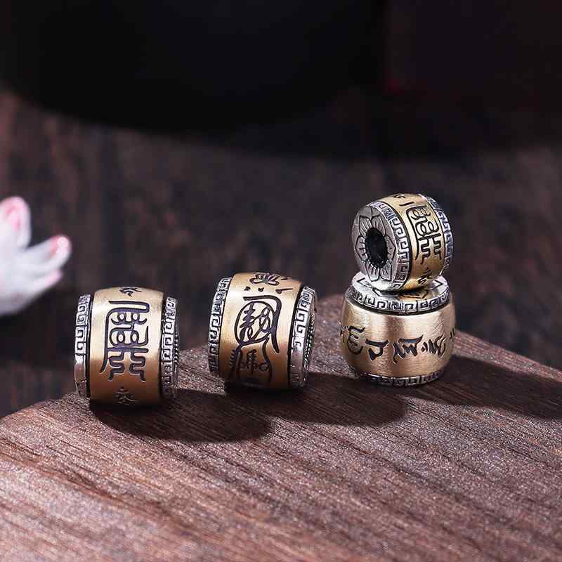 ペンダントトップ メンズ レディース アクセサリー 小物 首 おしゃれ エスニック シルバー お守り 手作り 文字 ビーズ 男女兼用 カップル 夫婦 お揃い ペア